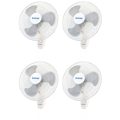 Hurricane Supreme 18" 90 Degree Oscillating 3 Speed Wall Mounted Fan, (4 Pack)