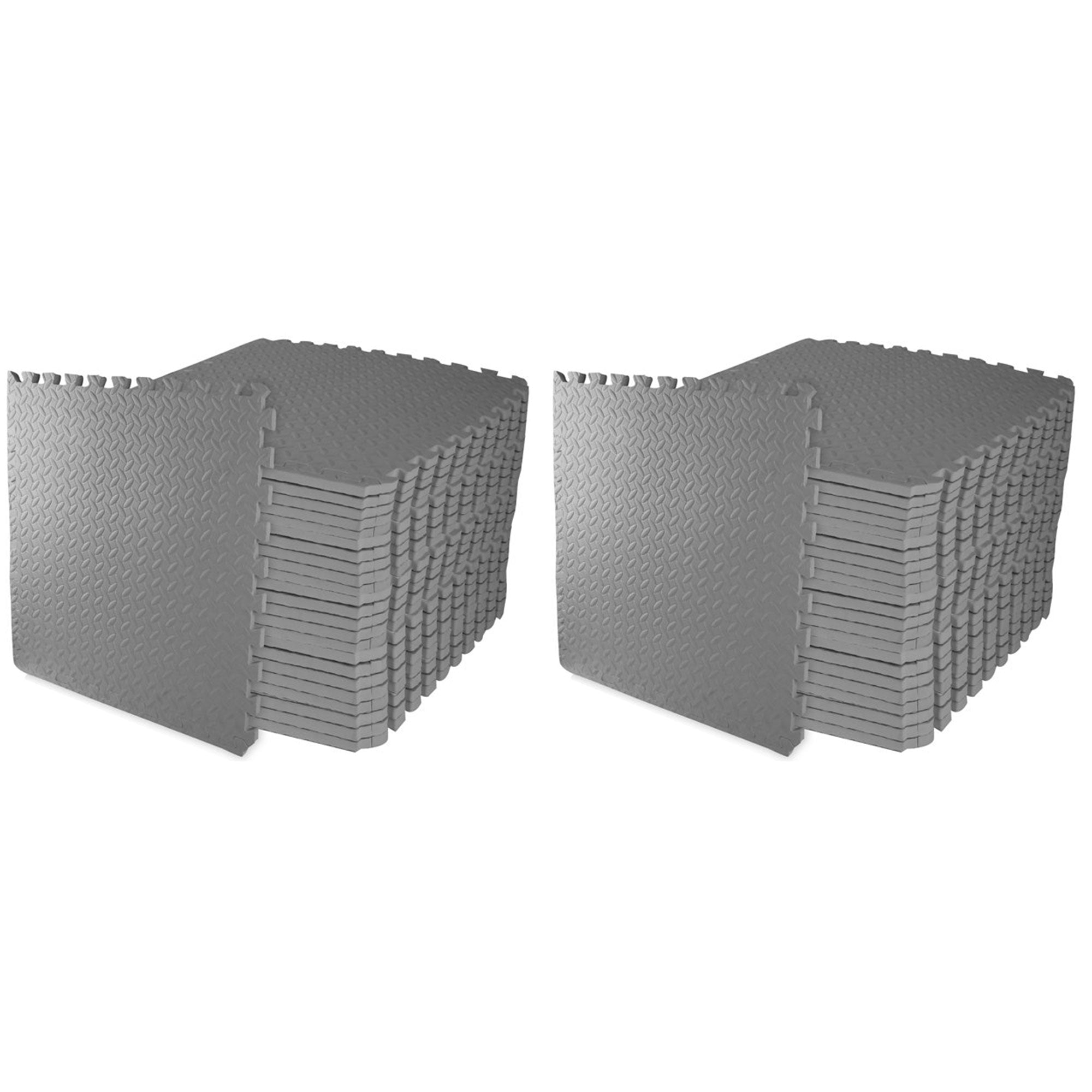 BalanceFrom Fitness Foam Interlocking Exercise Floor Mat, 96 SqFt, Gray (2 Pack) - VMInnovations