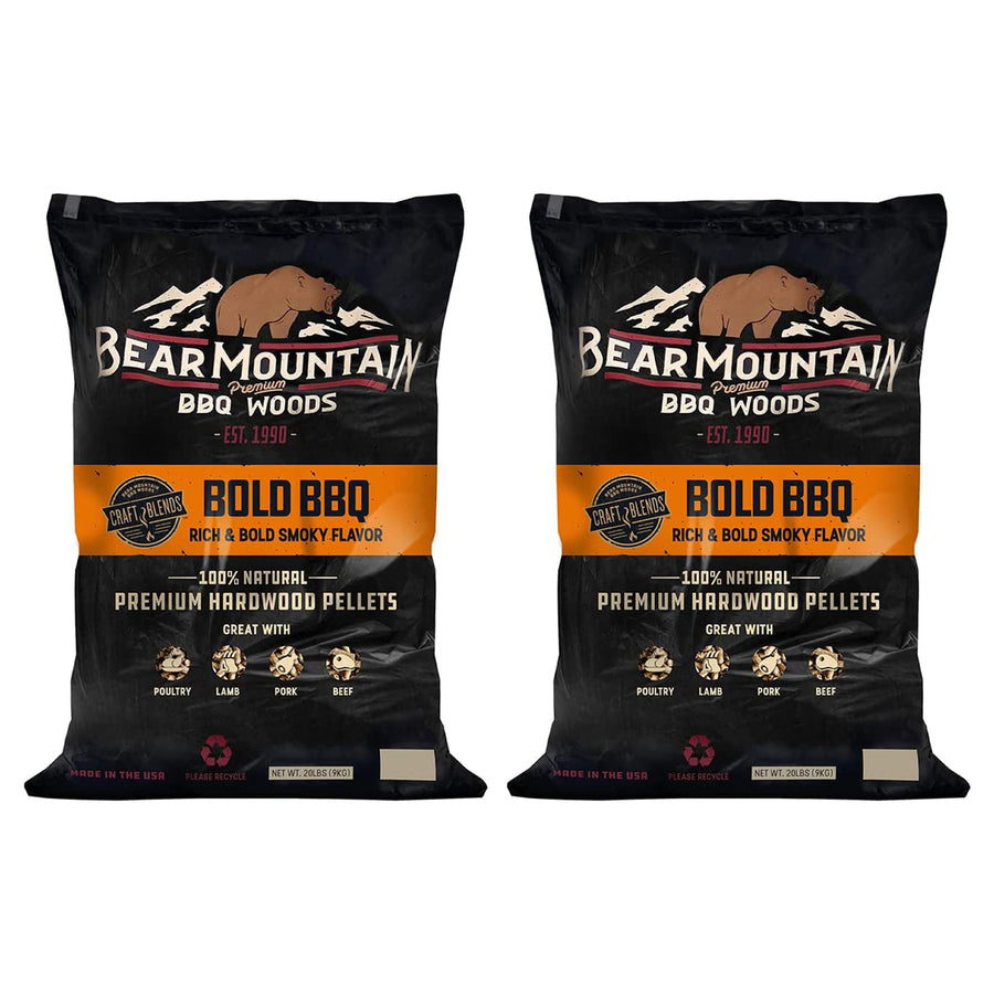 Bear Mountain BBQ Hardwood Bold Smoker Pellets, 20 Pounds (2 Pack) (Open Box) - VMInnovations