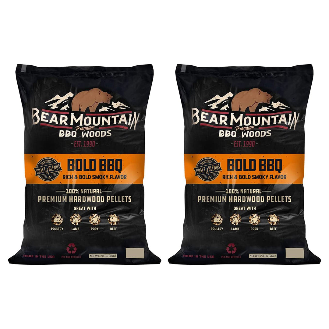 Bear Mountain BBQ Hardwood Bold Smoker Pellets, 20 Pounds (2 Pack) (Open Box)