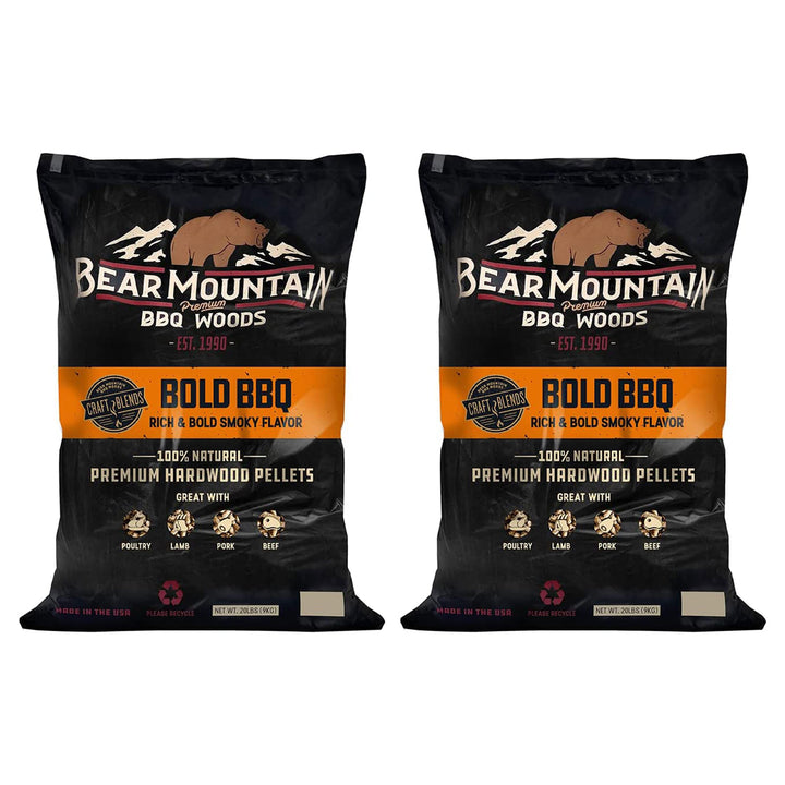 Bear Mountain BBQ Hardwood Bold Smoker Pellets, 20 Pounds (2 Pack) (Open Box)