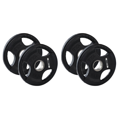 HolaHatha 10lb Olympic Rubber Coated Weight Plates w/ Tri Grip Handle (Set of 4)