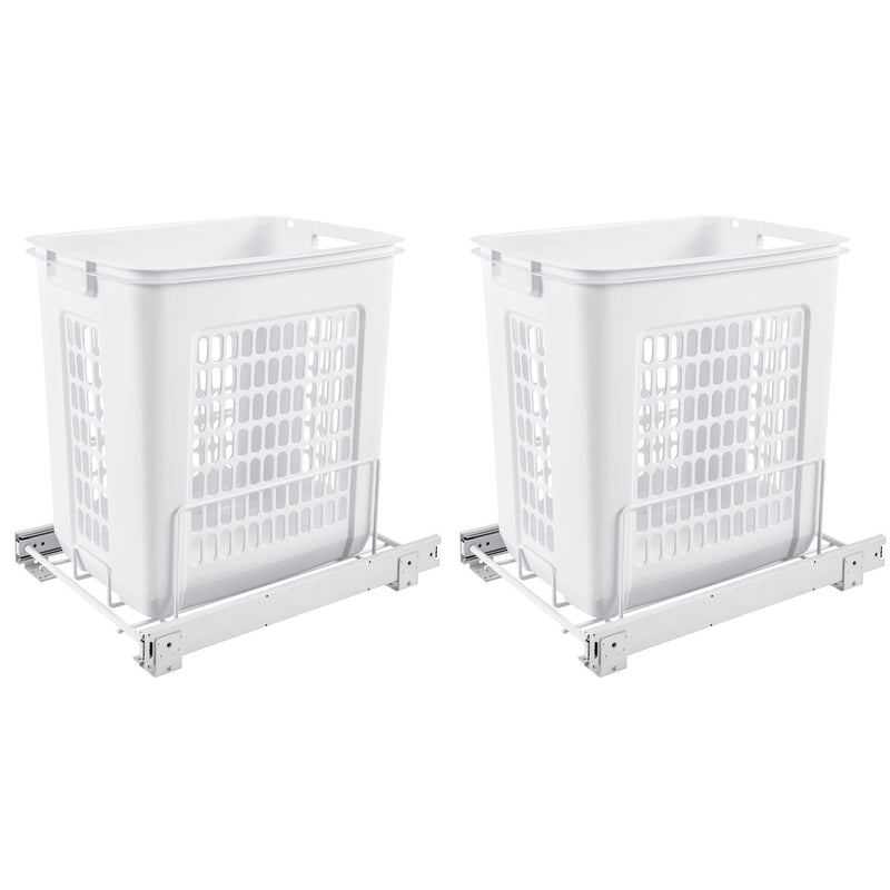 Rev-A-Shelf 20 Inch Pull Out Large Clothes Hamper, White, HPRV-1520 S (2 Pack)