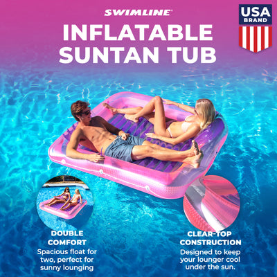 Swimline Original XL Suntan Tub Relaxing Outdoor Water Lounge Float, Pink/Purple - VMInnovations