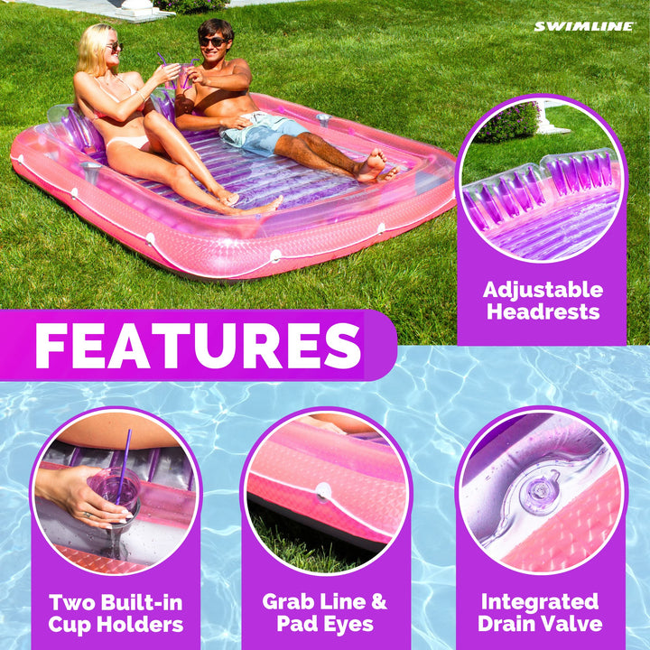 Swimline Original XL Suntan Tub Relaxing Outdoor Water Lounge Float, Pink/Purple