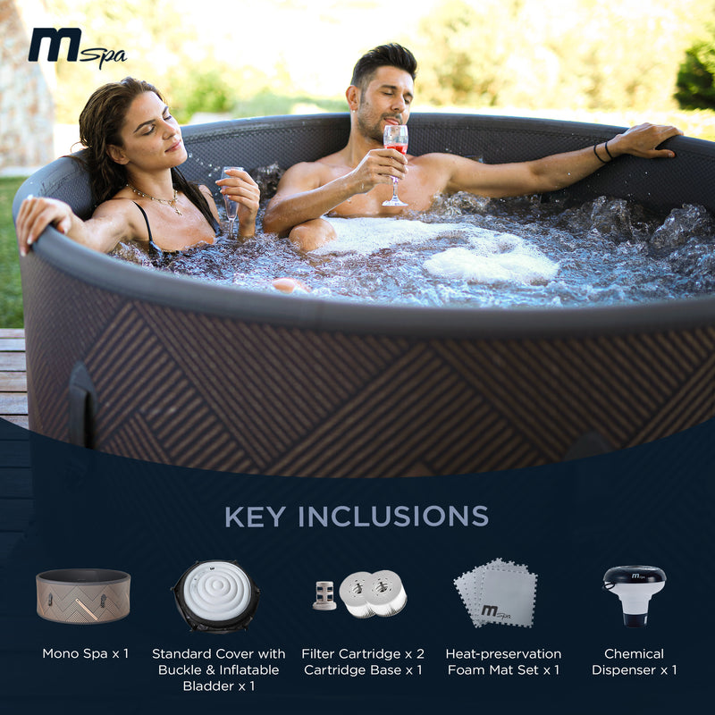 MSpa Round Inflatable Bubble Massage Spa, 4 to 6 Person Outdoor Hot Tub, Mono