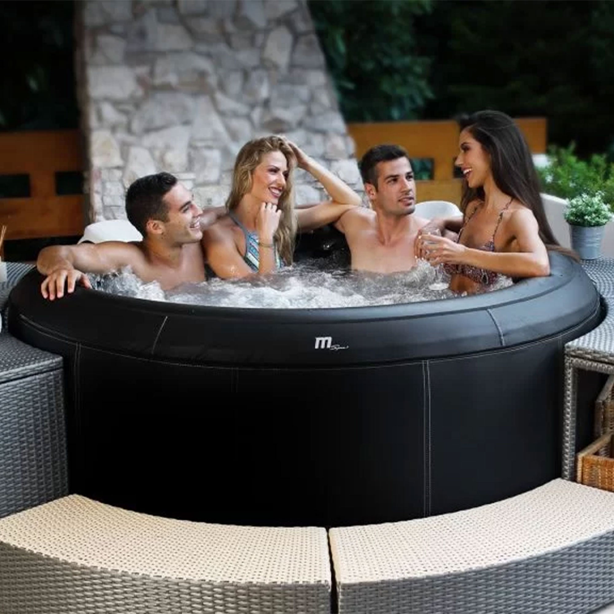MSpa Round Inflatable Bubble Spa with Energy Efficient Cover, Super Camaro - VMInnovations