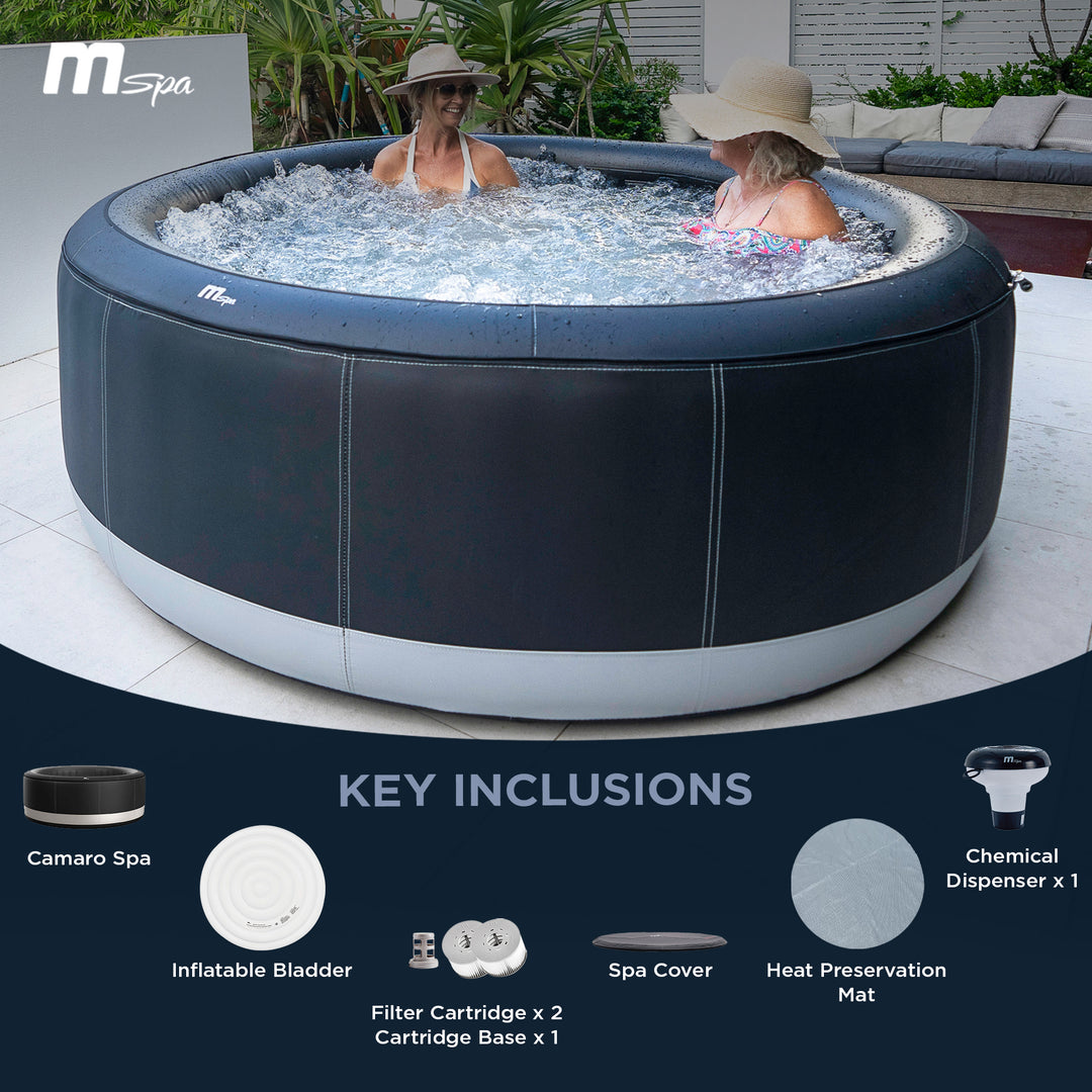 MSpa Round Inflatable Bubble Massage Spa, 4 to 6 Person Hot Tub, Super Camaro