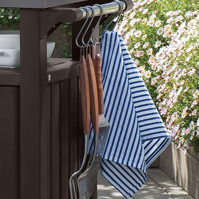 Keter Unity 40 Gallon Stainless Steel Top Storage Grilling Bar Cart (Set of 2) - VMInnovations