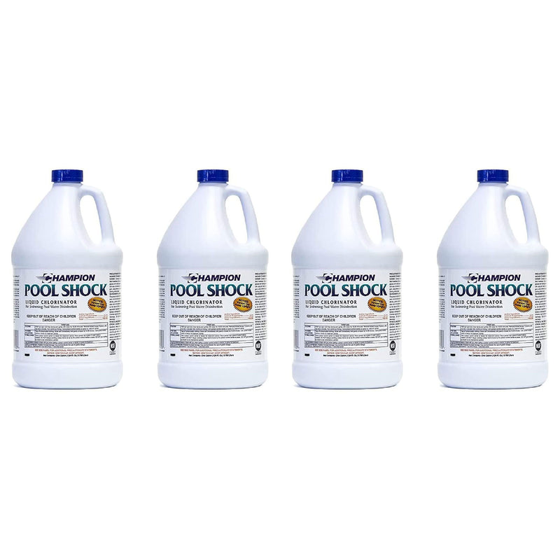 Champion Pool Shock Liquid Chlorinator for Pool Water Disinfection (4 Pack)