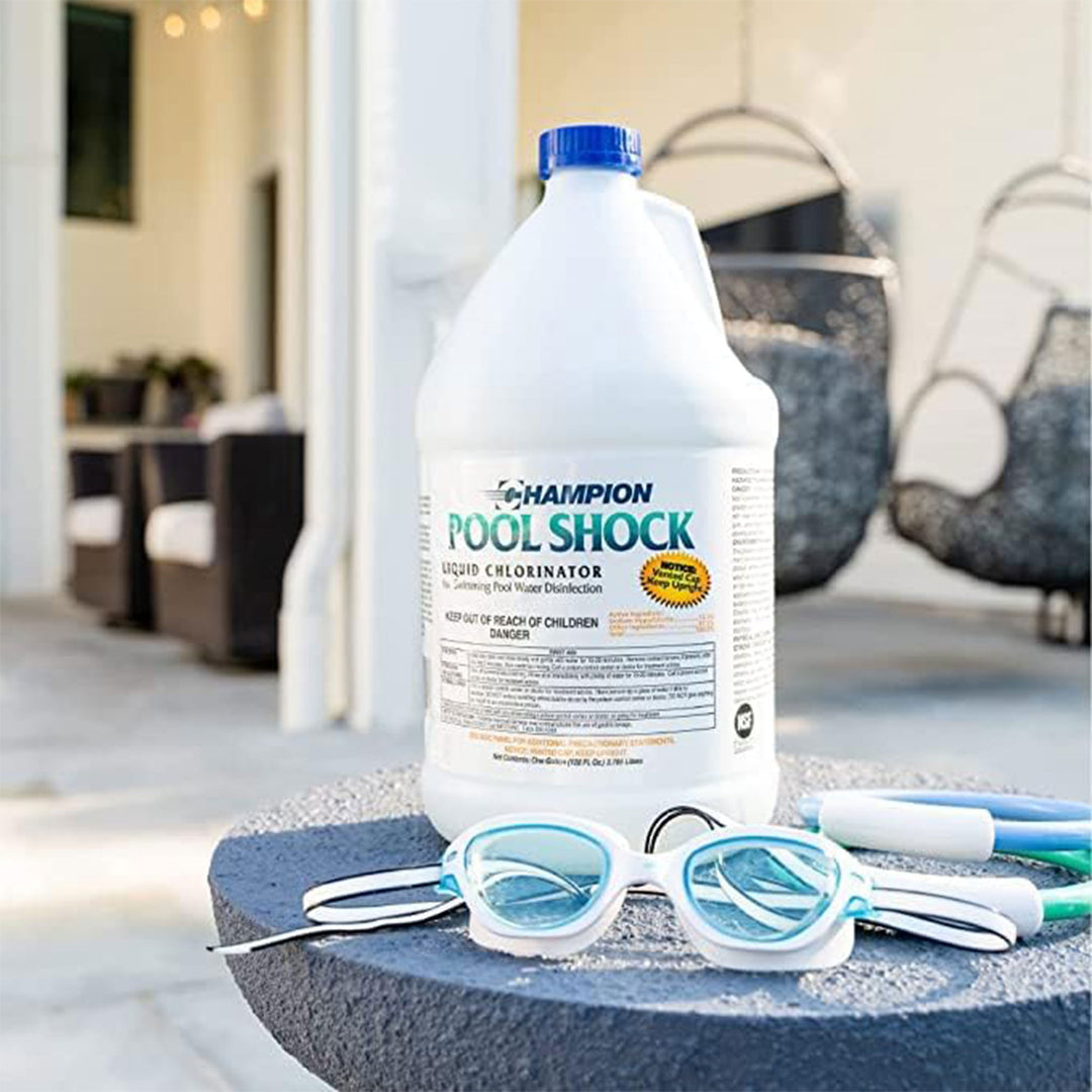 Champion Pool Shock Liquid Chlorinator for Pool Water Disinfection (4 Pack)