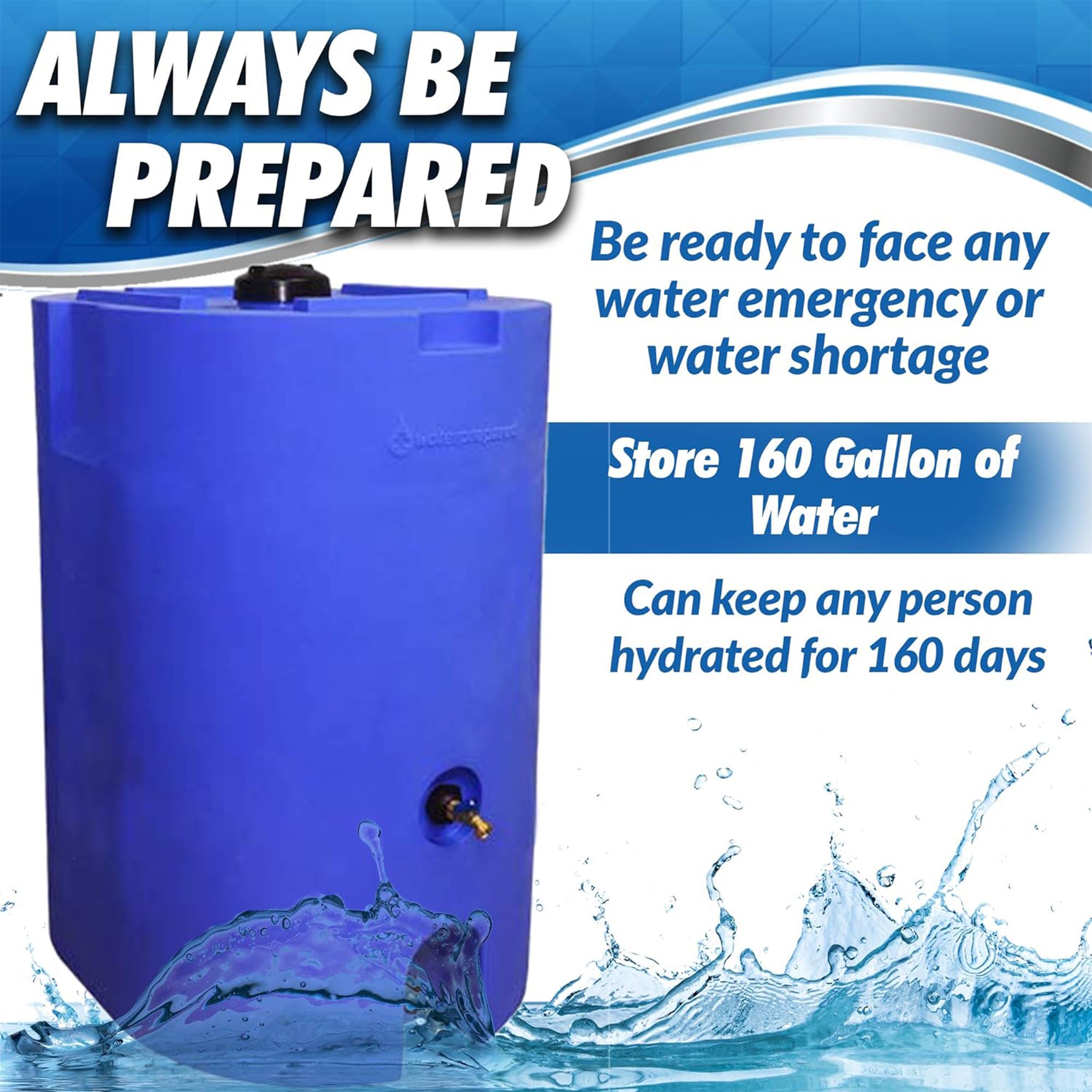 WaterPrepared 160 Gal Stackable Design Utility Water Tank w/ Large Cap, (3 Pack) - VMInnovations