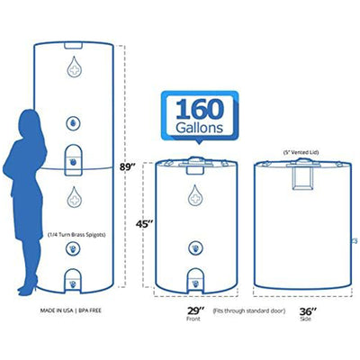 WaterPrepared 160 Gal Stackable Design Utility Water Tank w/ Large Cap, (3 Pack)