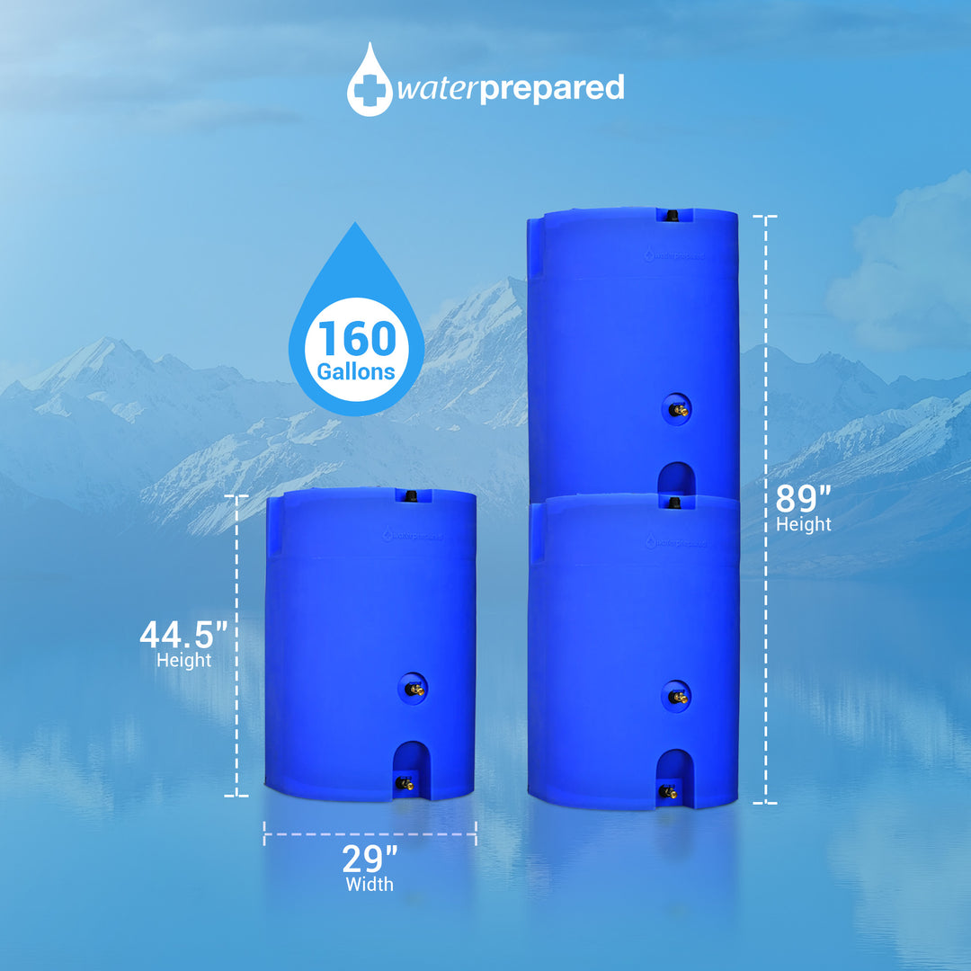 WaterPrepared 160 Gal Stackable Design Utility Water Tank w/ Large Cap, (4 Pack)