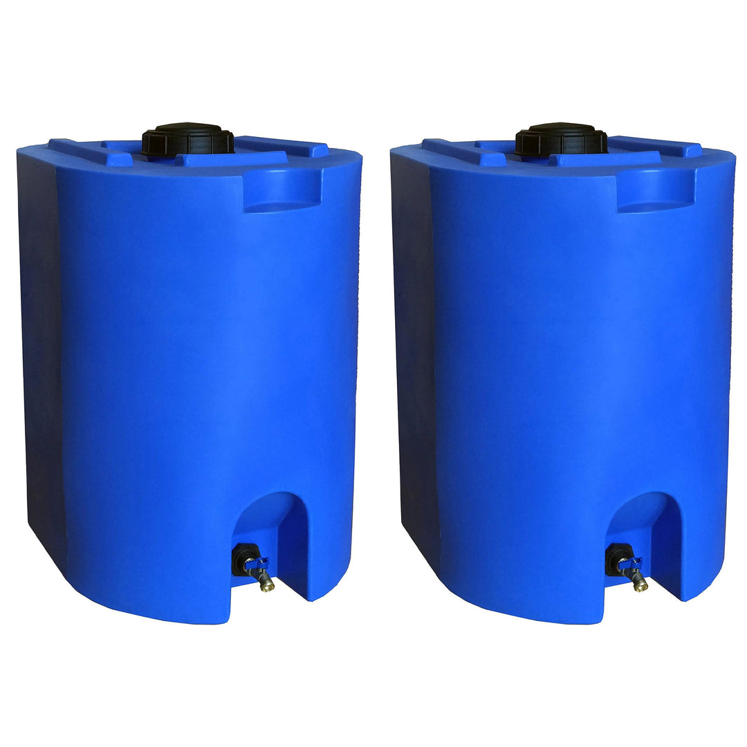 WaterPrepared 55 Gal Stackable Design Utility Water Tank with Large Cap (2 Pack)