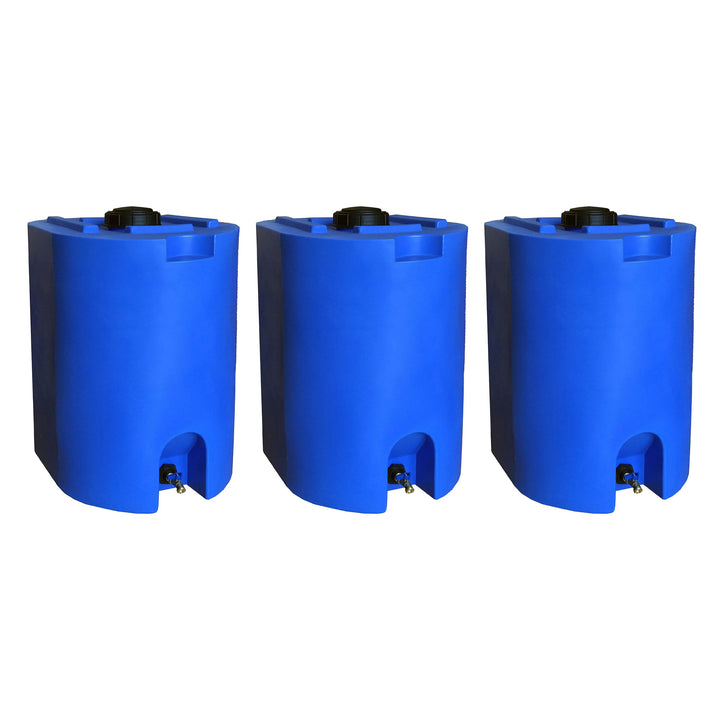 WaterPrepared 55 Gal Stackable Design Utility Water Tank with Large Cap (3 Pack)