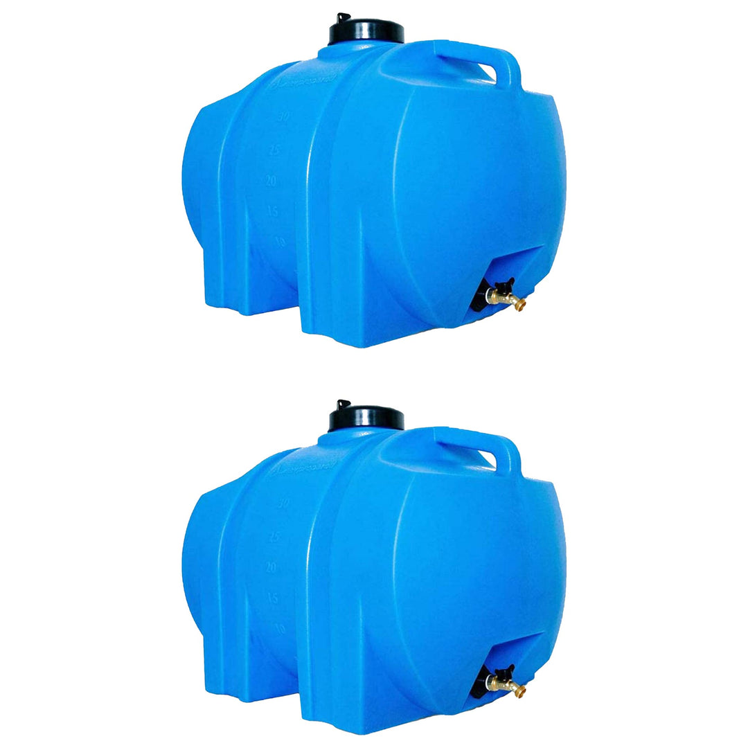 WaterPrepared 35 Gal Water Tank w/ Large Cap, Brass Spigot & Handles (2 Pack)