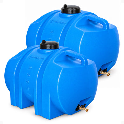 WaterPrepared 35 Gal Water Tank w/ Large Cap, Brass Spigot & Handles (2 Pack)