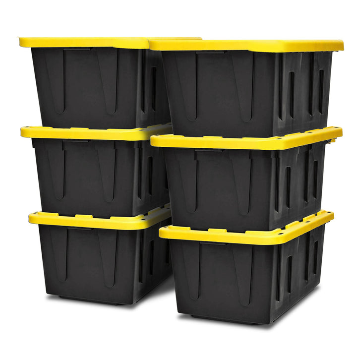 Homz Durabilt 15 Gallon Stackable Home Storage Container Lidded Tote Bin, 6 Pack