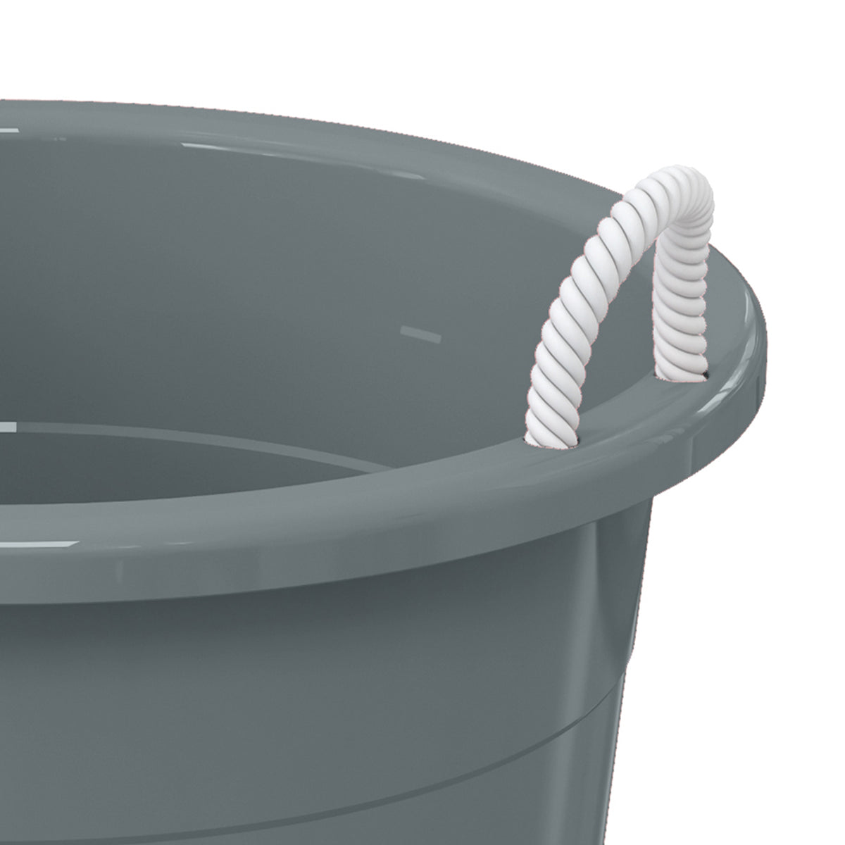 Life Story 17 Gallon Round Open Storage Bucket with Rope Handles, Gray, 8 Pack