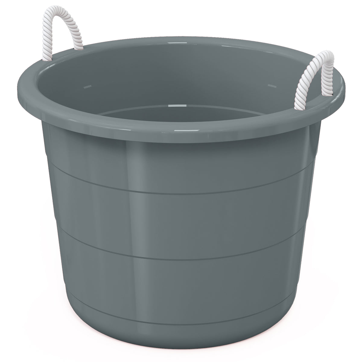 Life Story 17 Gallon Round Open Storage Bucket with Rope Handles, Gray, 8 Pack