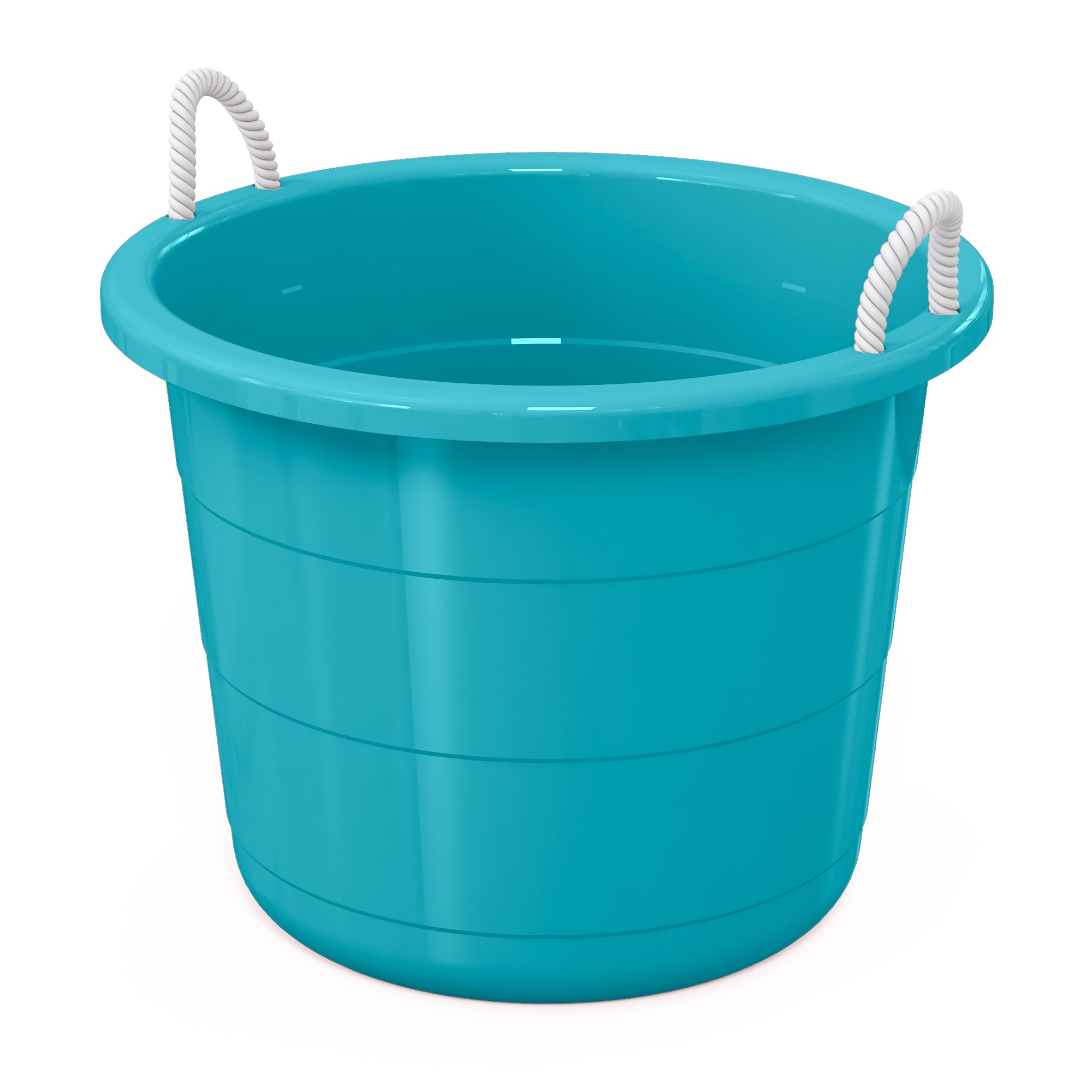 Life Story 17 Gallon Round Open Storage Bucket with Rope Handles, Teal, 8 Pack