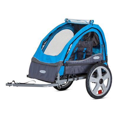 InStep Sync Single Seat Bike Trailer, Max Weight 40 lbs., 5-Point Harness, Blue - VMInnovations