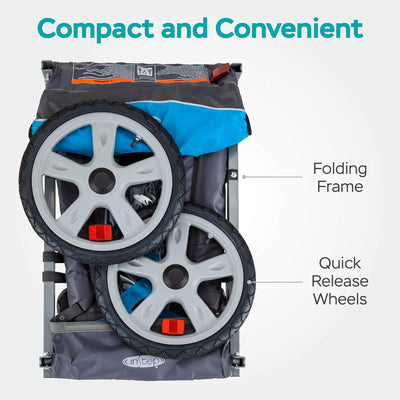 InStep Sync Single Seat Bike Trailer, Max Weight 40 lbs., 5-Point Harness, Blue - VMInnovations