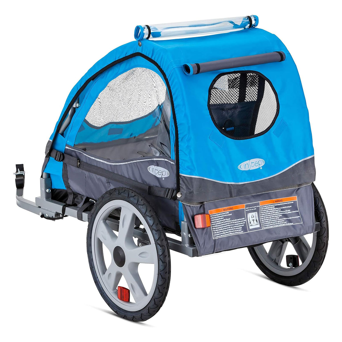 InStep Sync Single Seat Bike Trailer, Max Weight 40 lbs., 5-Point Harness, Blue - VMInnovations