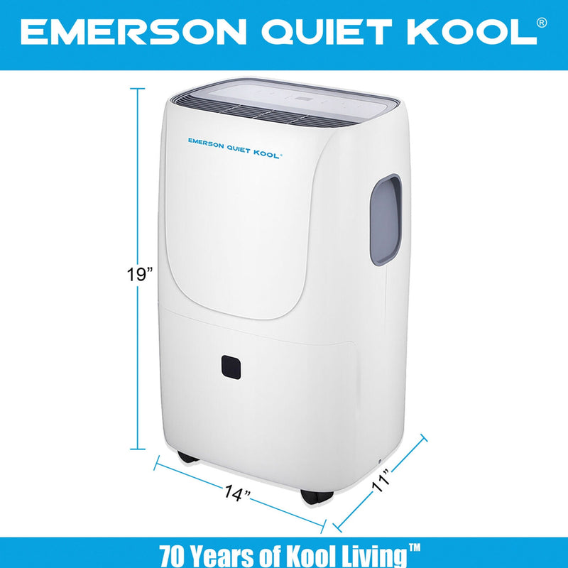 Emerson Quiet Kool 40pt Digital Display Dehumidifier w/3 Fan Speeds, White(Used)