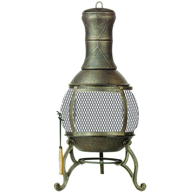 Deckmate Corona 3 Feet High Outdoor Steel Fireplace with Chimenea Construction