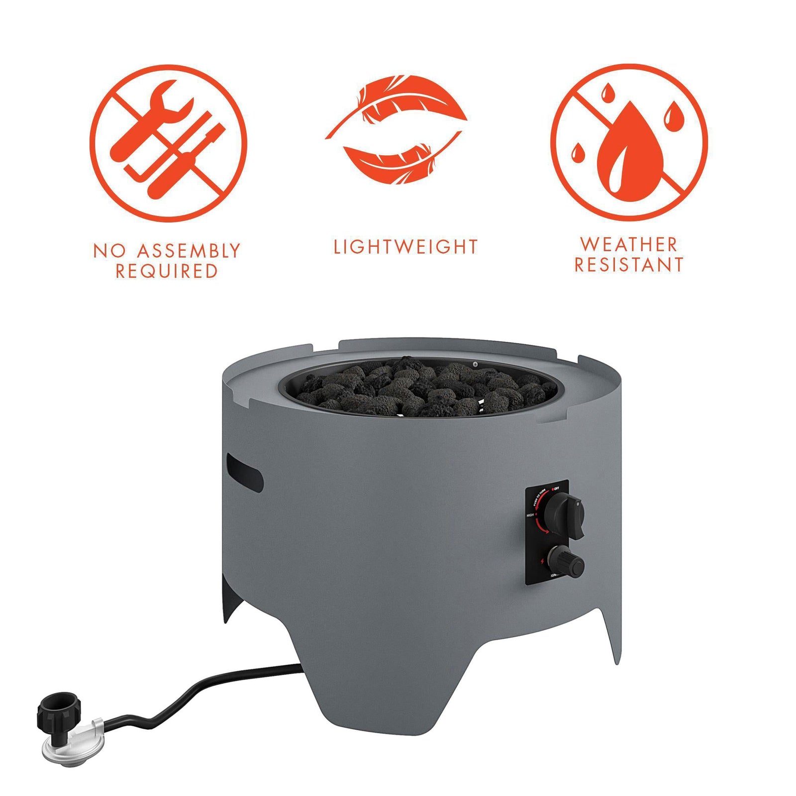 Cosmopolitan Astra Collection 23 Inch Fire Pit with Spark Ignition, Dark Gray - VMInnovations