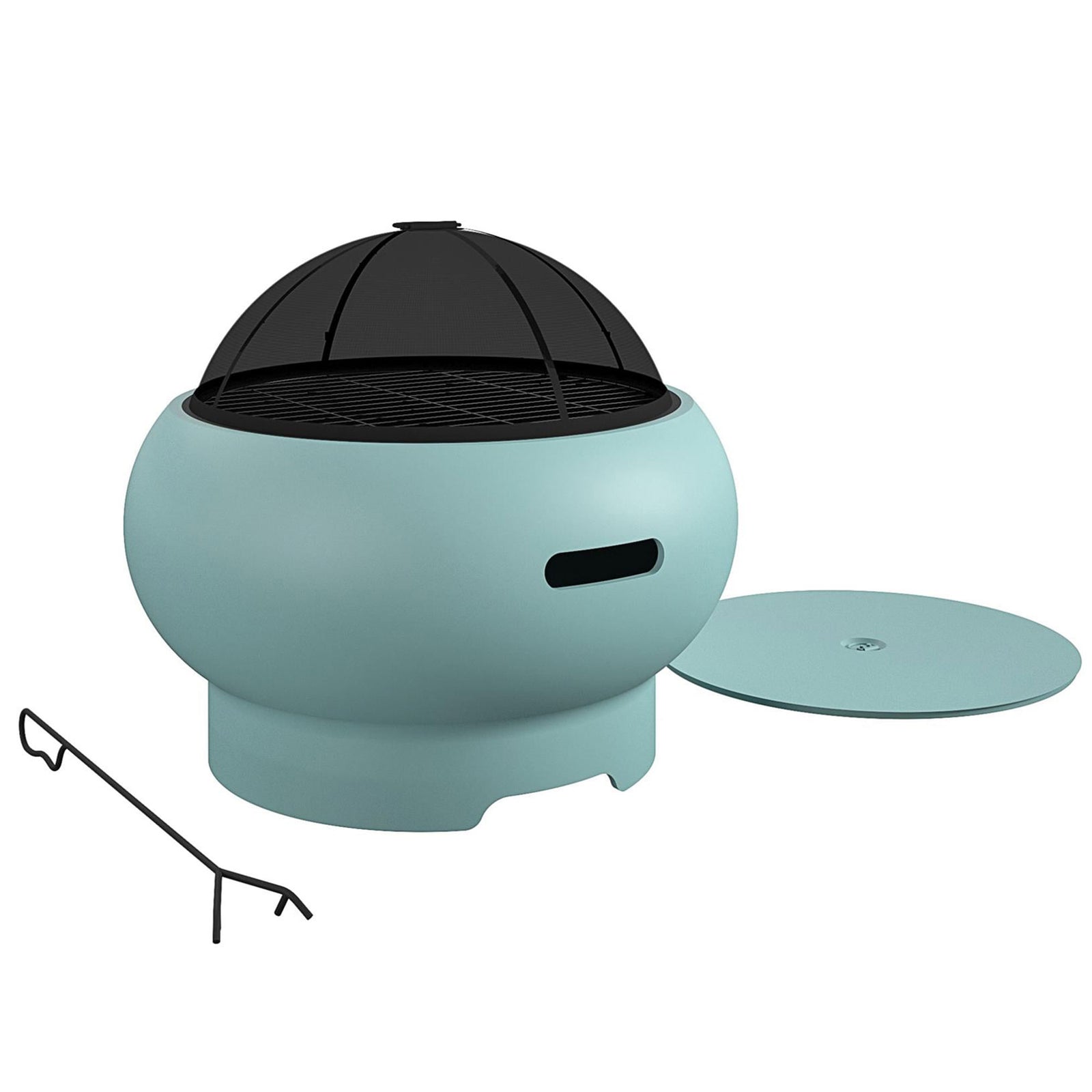 Novogratz 27" Wood Burning Fire Pit with Grilling Surface, Aqua Haze (Open Box) - VMInnovations