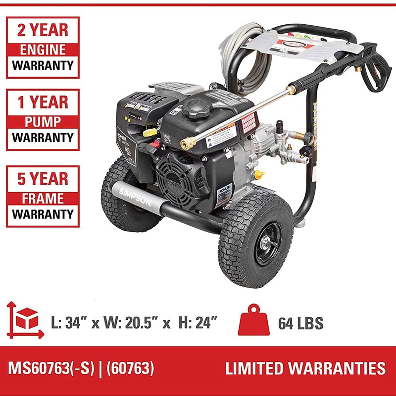 SIMPSON 3,100 PSI Gas Pressure Washer, Spray Gun & Wand, MS60763-S (Used)