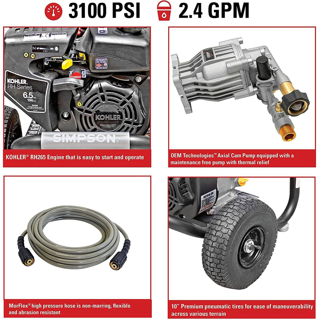 SIMPSON 3,100 PSI Gas Pressure Washer, Spray Gun & Wand, MS60763-S (Used) - VMInnovations
