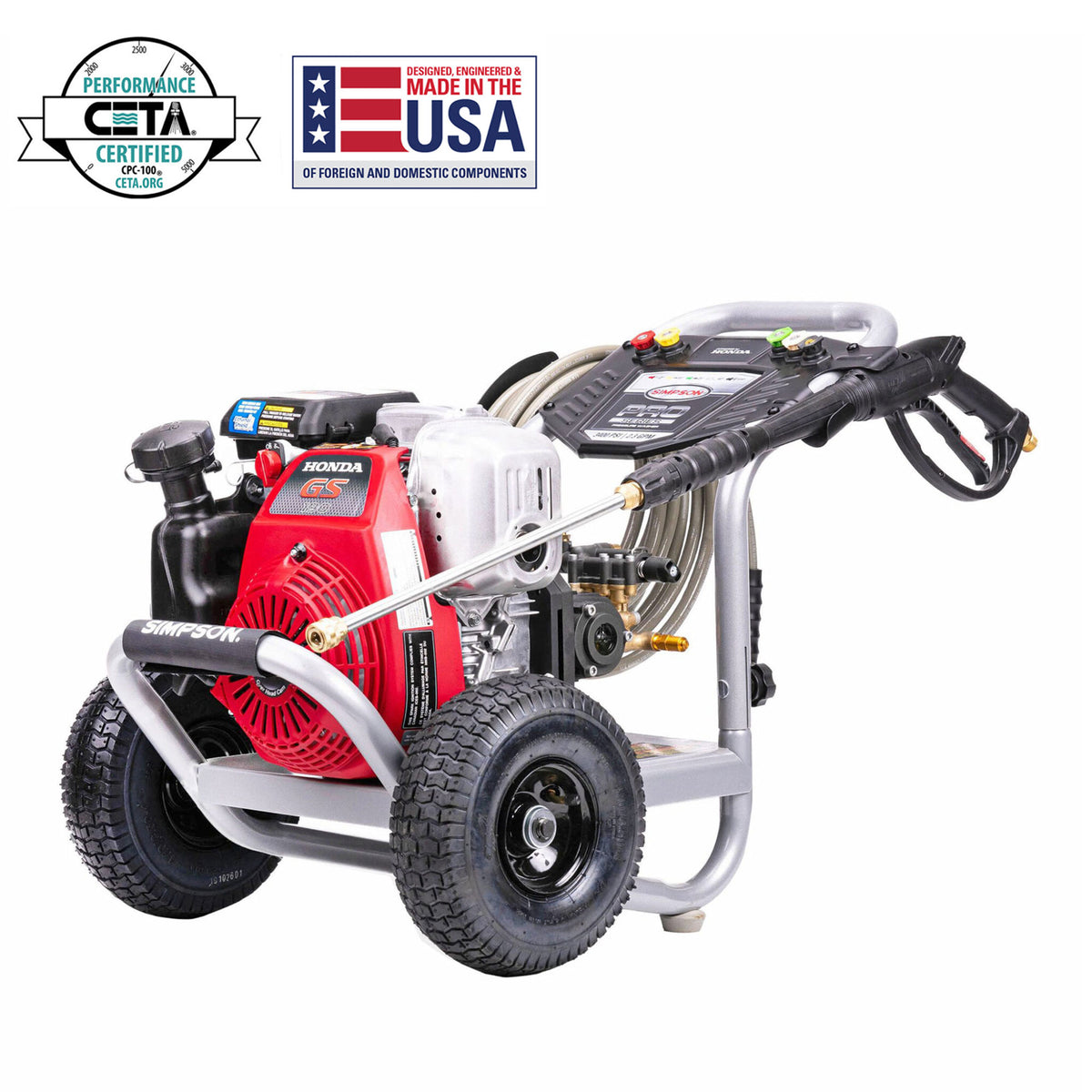 SIMPSON PowerShot Gas Pressure Washer with Engine and Steel Frame Design, Red - VMInnovations
