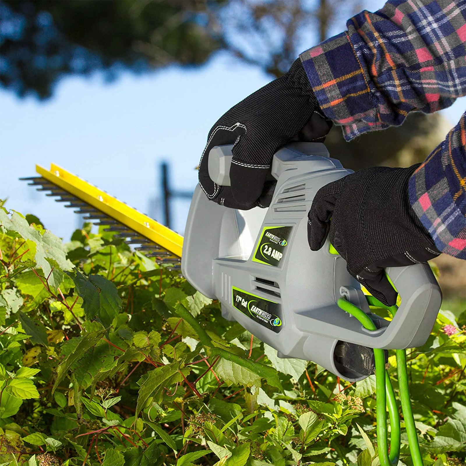Earthwise 17 Inch Corded Electric Plug-In Hedge Trimmer with 2.8 Amp Motor, Gray - VMInnovations