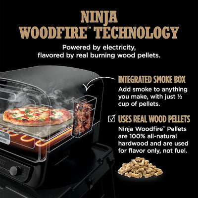 Ninja 8-in-1 Electric Programmable Metal Woodfire Pizza Oven w/ Timer, Red (Certified Refurbished) - VMInnovations