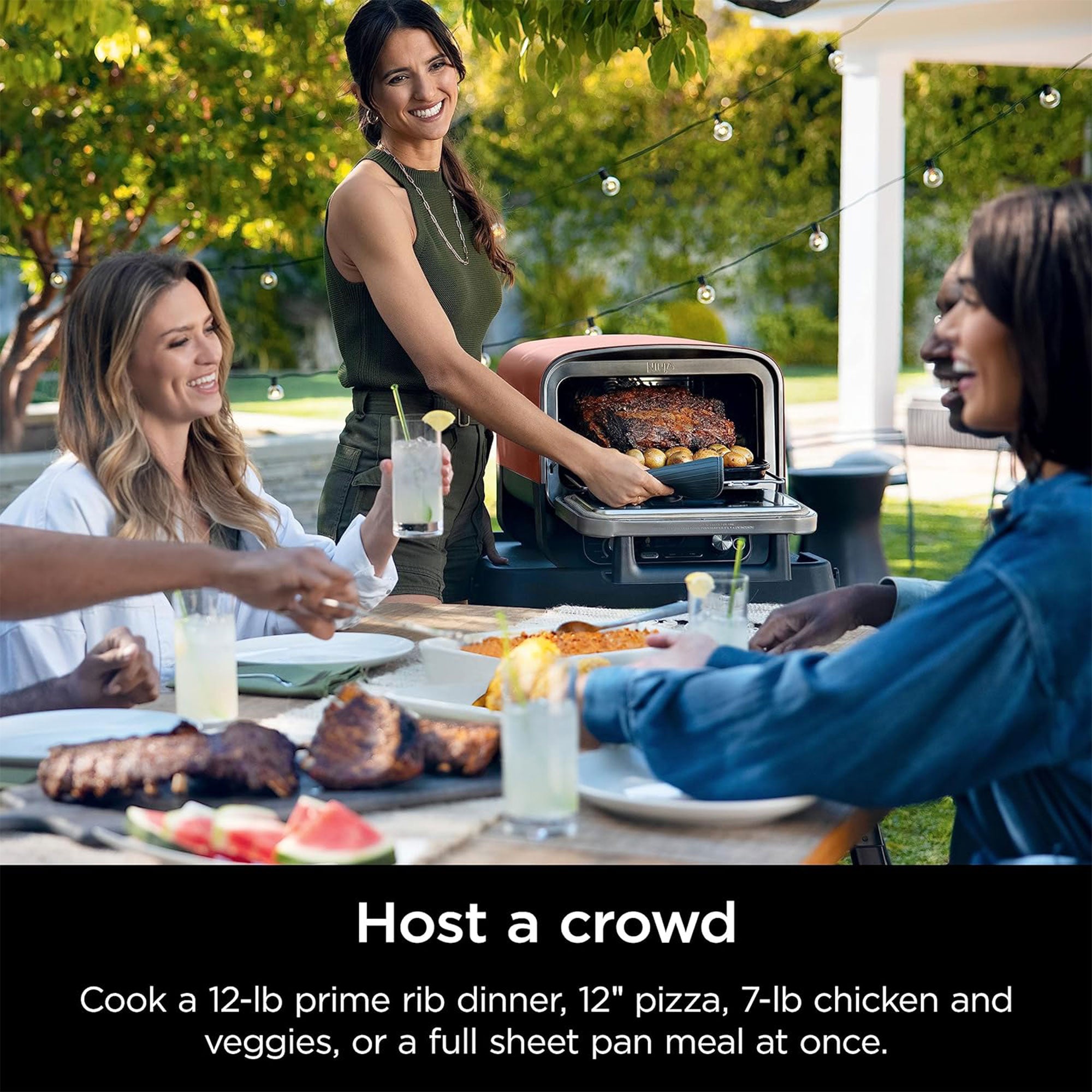 Ninja 8-in-1 Electric Programmable Metal Woodfire Pizza Oven w/ Timer, Red (Certified Refurbished) - VMInnovations