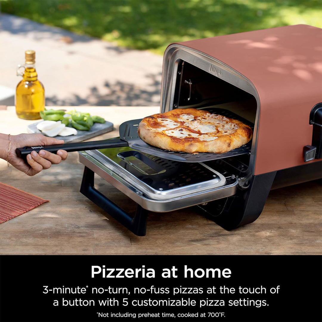 8-in-1 Electric Programmable Metal Woodfire Pizza Oven w/ Timer, Red (Open Box)