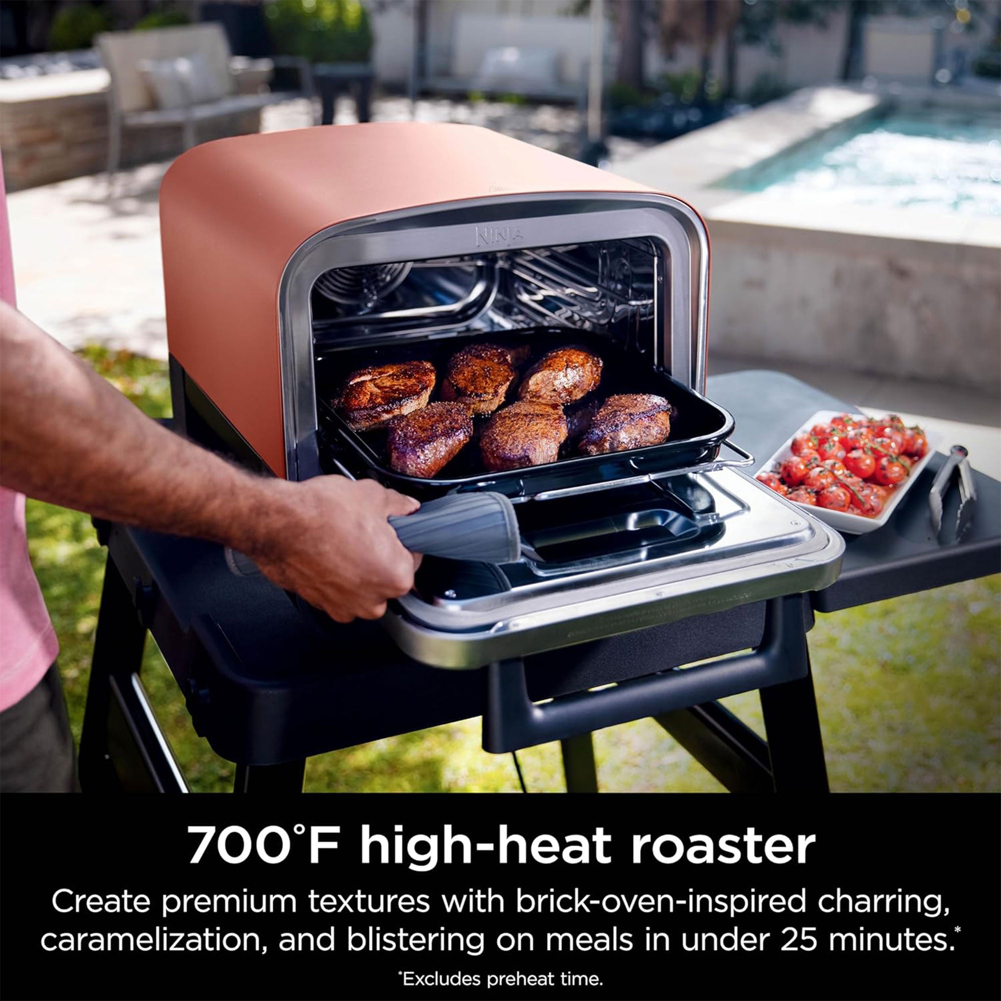Ninja 8-in-1 Electric Programmable Metal Woodfire Pizza Oven w/ Timer, Red (Certified Refurbished) - VMInnovations