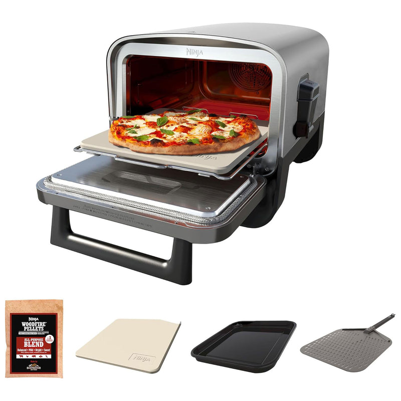 Ninja 8-in-1 Electric Programmable Metal Woodfire Pizza Oven with Timer, Grey