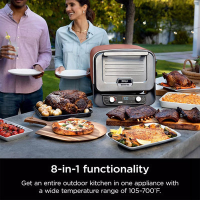 Ninja 8-in-1 Electric Programmable Woodfire Pizza Oven w/Timer, Grey (Open Box) - VMInnovations