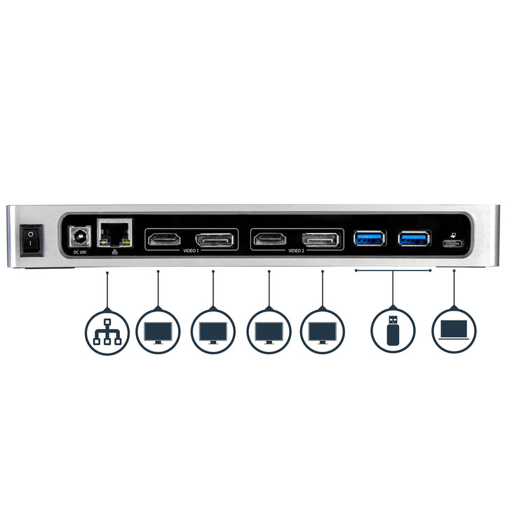 StarTech.com DK30A2DH Dual Monitor USB-C & USB-A Hybrid Dock Station (Open Box) - VMInnovations