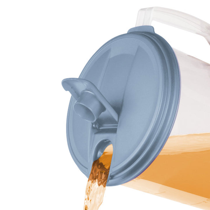 Sterilite 12 Pack 1 Gal Round Pitcher, Flip Lid Drink Dispenser Jug, Washed Blue