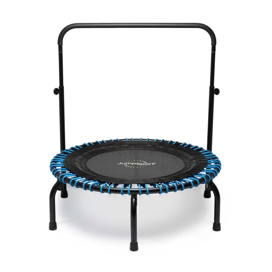 JumpSport 350 Series 39" Trampoline & Handle Bar Bundle, 30 Adjustable Bungees, Stable No-Tip Arched Legs, & 60 Day Streaming Trial