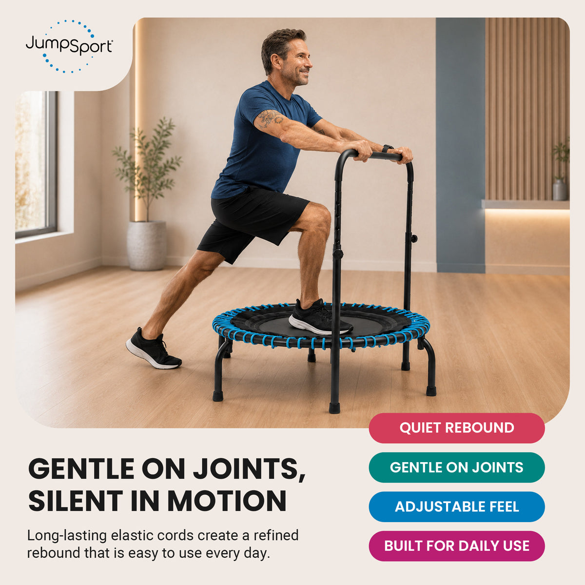 JumpSport 350 Series 39" Trampoline & Handle Bar, Teal (Open Box)