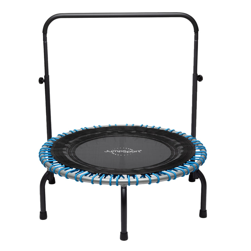 JumpSport 350 Series 39" Trampoline & Handle Bar Bundle, 30 Adjustable Bungees, Stable No-Tip Arched Legs, & 60 Day Streaming Trial