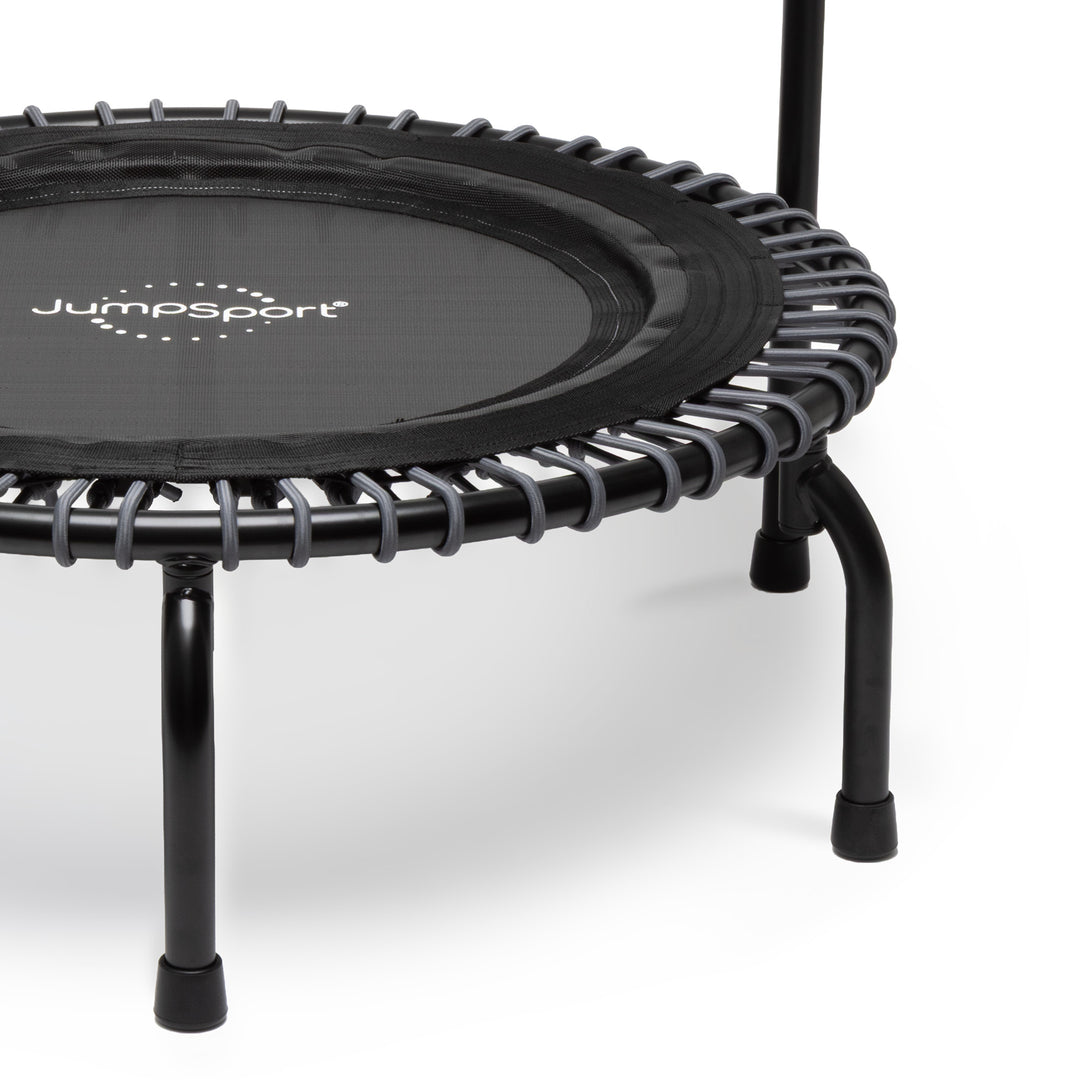 JumpSport 350 Series 39" Fitness Trampoline & Handle Bar Bundle, Adjustable Bungees, Stable No-Tip Arched Legs, & 60 Day Streaming Trial