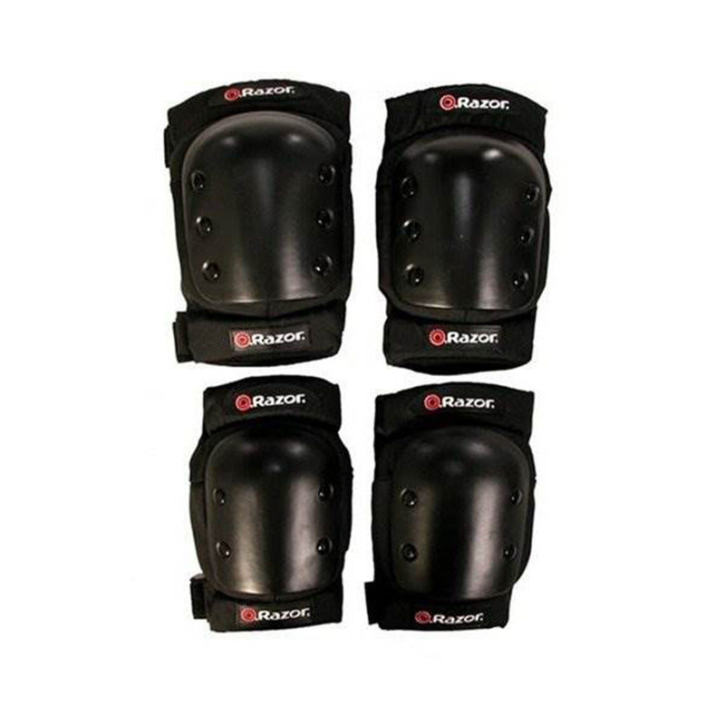 Razor Deluxe Pro Youth Multi-Sport Velcro Strap Elbow & Knee Pad Set, Black